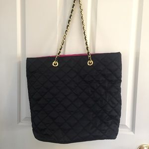 Quilted black tote bag